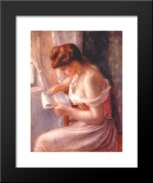 A Girl Reading 20x24 Black Modern Wood Framed Art Print Poster by Renoir, Pierre Auguste