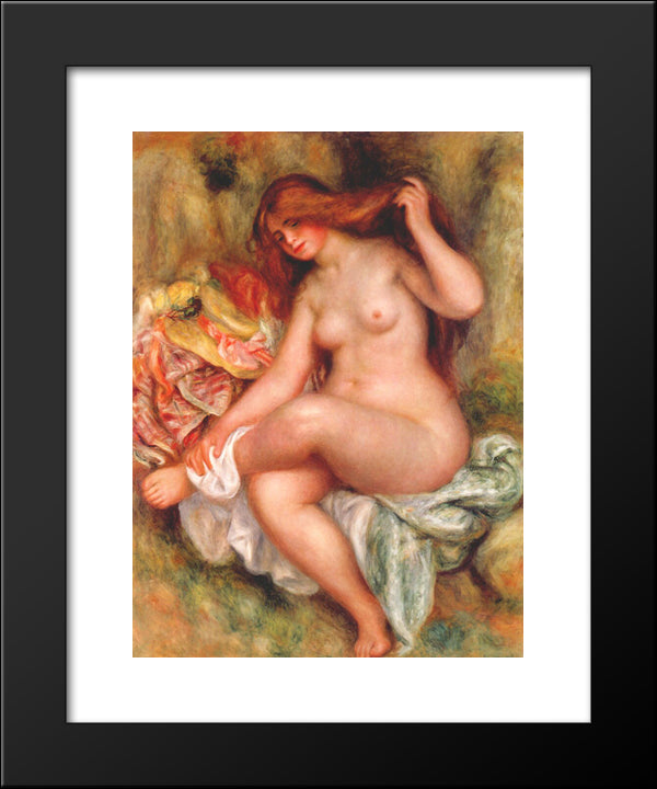 A Seating Bather 20x24 Black Modern Wood Framed Art Print Poster by Renoir, Pierre Auguste