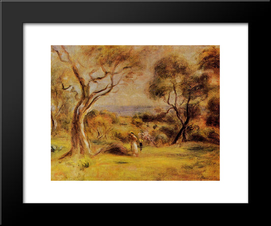 A Walk By The Sea 20x24 Black Modern Wood Framed Art Print Poster by Renoir, Pierre Auguste