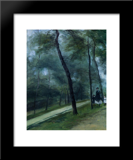 A Walk In The Woods (Madame Lecoeur And Her Children) 20x24 Black Modern Wood Framed Art Print Poster by Renoir, Pierre Auguste