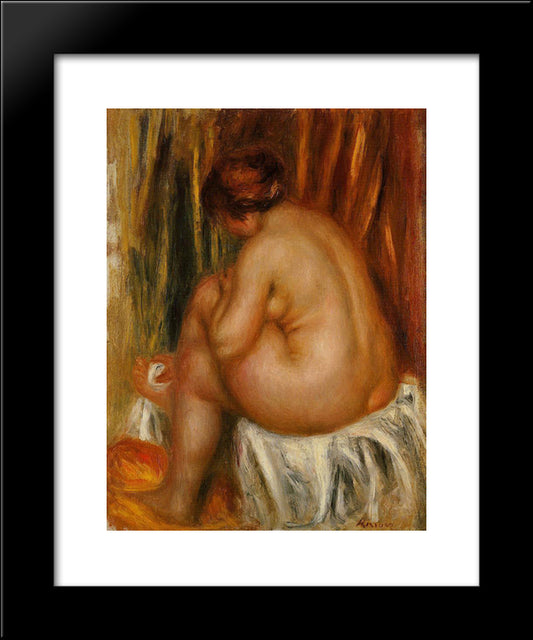 After Bathing (Nude Study) 20x24 Black Modern Wood Framed Art Print Poster by Renoir, Pierre Auguste