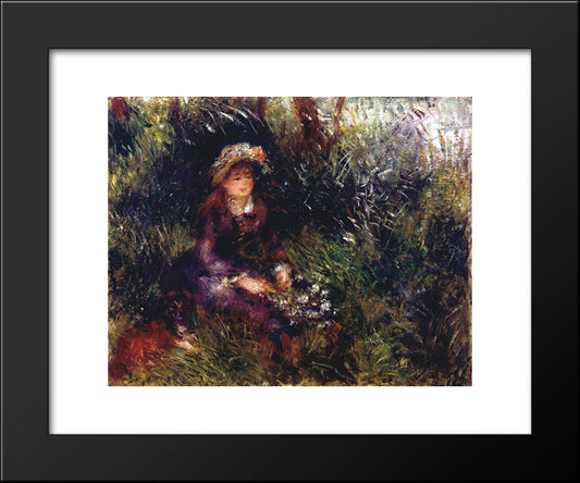Aline Charigot With A Dog 20x24 Black Modern Wood Framed Art Print Poster by Renoir, Pierre Auguste