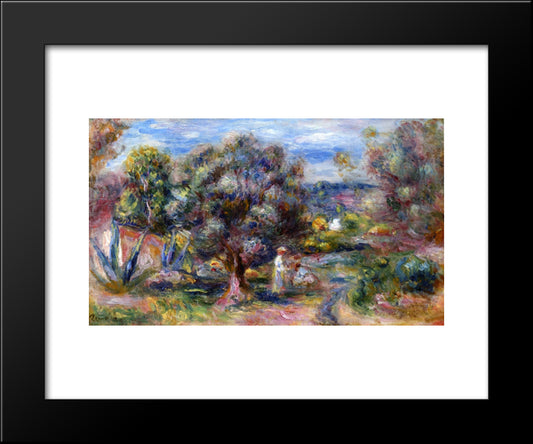 Aloe, Picking At Cagnes 20x24 Black Modern Wood Framed Art Print Poster by Renoir, Pierre Auguste