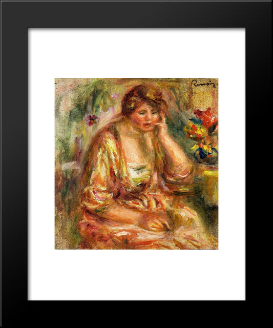 Andree In A Pink Dress 20x24 Black Modern Wood Framed Art Print Poster by Renoir, Pierre Auguste
