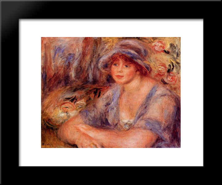 Andree In Blue (Andree Heurschling) 20x24 Black Modern Wood Framed Art Print Poster by Renoir, Pierre Auguste