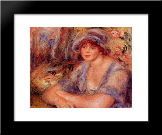Andree In Blue (Andree Heurschling) 20x24 Black Modern Wood Framed Art Print Poster by Renoir, Pierre Auguste