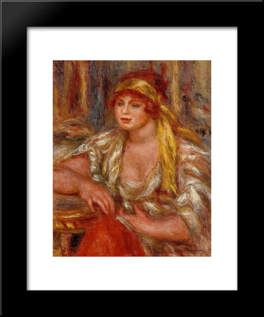 Andree In Yellow Turban And Blue Skirt 20x24 Black Modern Wood Framed Art Print Poster by Renoir, Pierre Auguste