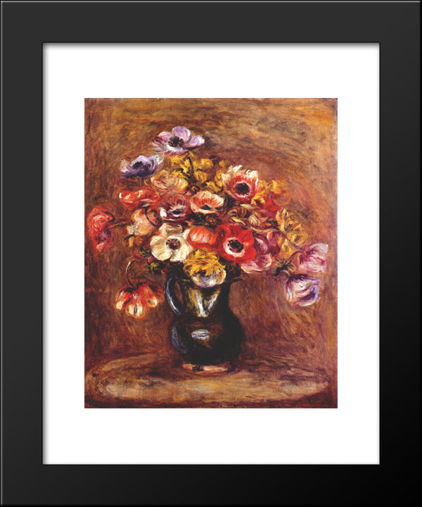 Anemones 20x24 Black Modern Wood Framed Art Print Poster by Renoir, Pierre Auguste