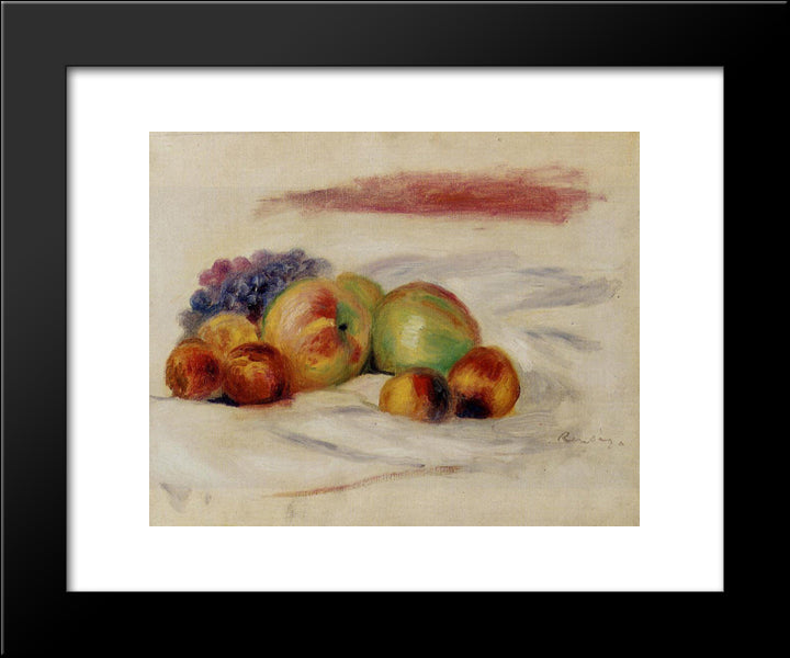 Apples And Grapes 20x24 Black Modern Wood Framed Art Print Poster by Renoir, Pierre Auguste