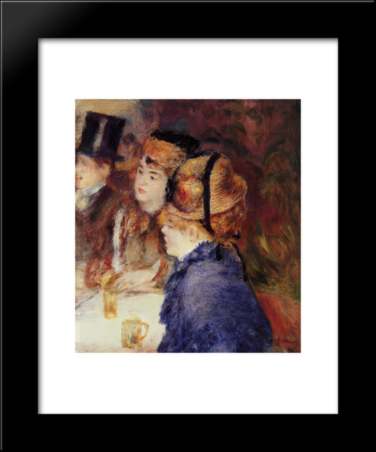 At The Cafe 20x24 Black Modern Wood Framed Art Print Poster by Renoir, Pierre Auguste