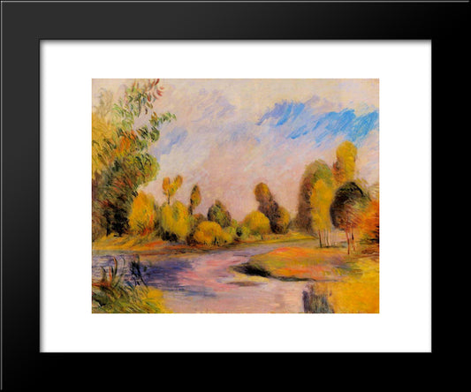 Banks Of A River 20x24 Black Modern Wood Framed Art Print Poster by Renoir, Pierre Auguste