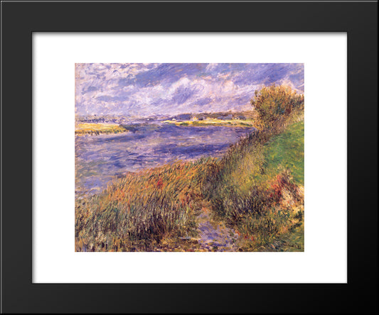 Banks Of The Seine At Champrosay 20x24 Black Modern Wood Framed Art Print Poster by Renoir, Pierre Auguste