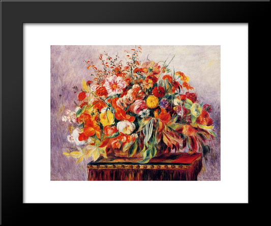 Basket Of Flowers 20x24 Black Modern Wood Framed Art Print Poster by Renoir, Pierre Auguste