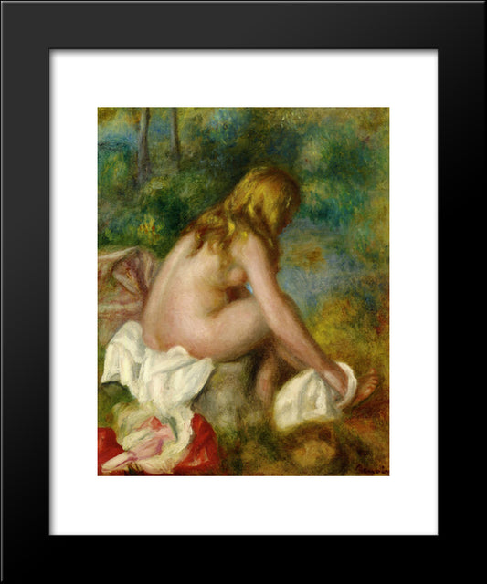 Bather, Seated Nude 20x24 Black Modern Wood Framed Art Print Poster by Renoir, Pierre Auguste