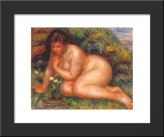 Bather Admiring Herself In The Water 20x24 Black Modern Wood Framed Art Print Poster by Renoir, Pierre Auguste