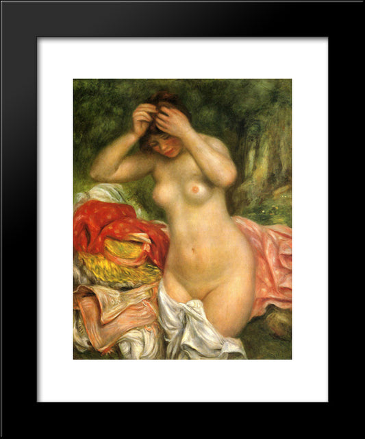 Bather Arranging Her Hair 20x24 Black Modern Wood Framed Art Print Poster by Renoir, Pierre Auguste