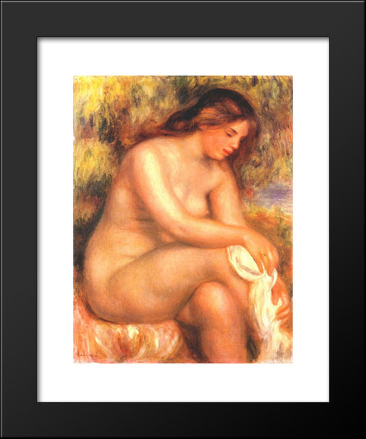 Bather Drying Her Leg 20x24 Black Modern Wood Framed Art Print Poster by Renoir, Pierre Auguste