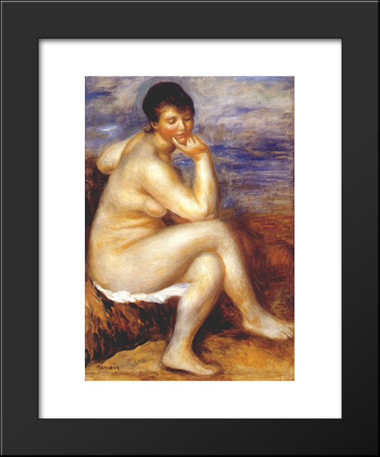 Bather With A Rock 20x24 Black Modern Wood Framed Art Print Poster by Renoir, Pierre Auguste
