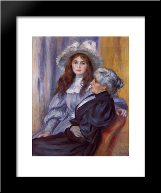 Berthe Morisot And Her Daughter Julie Manet 20x24 Black Modern Wood Framed Art Print Poster by Renoir, Pierre Auguste