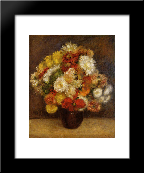 Bouquet Of Chrysanthemums 20x24 Black Modern Wood Framed Art Print Poster by Renoir, Pierre Auguste