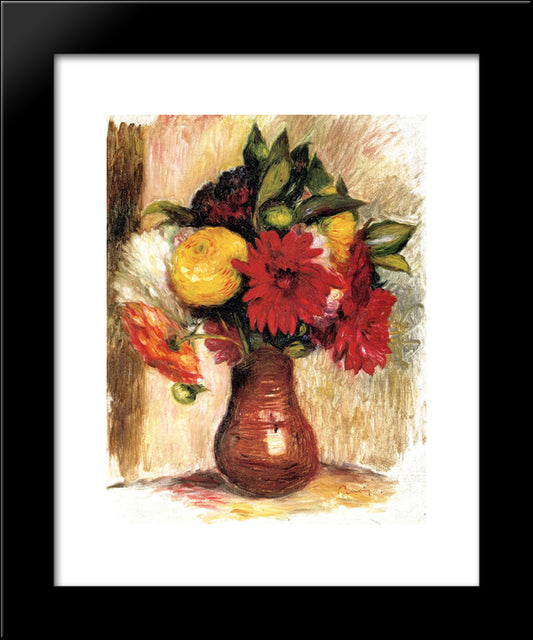 Bouquet Of Flowers In An Earthenware Pitcher 20x24 Black Modern Wood Framed Art Print Poster by Renoir, Pierre Auguste