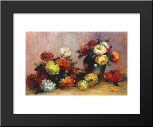 Bouquets Of Flowers 20x24 Black Modern Wood Framed Art Print Poster by Renoir, Pierre Auguste