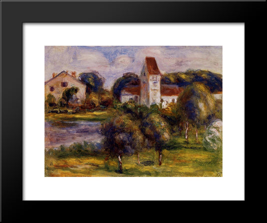 Breton Landscape Church And Orchard 20x24 Black Modern Wood Framed Art Print Poster by Renoir, Pierre Auguste