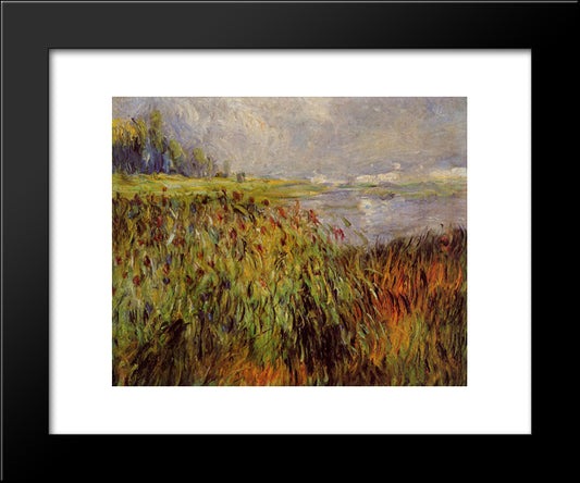 Bulrushes On The Banks Of The Seine 20x24 Black Modern Wood Framed Art Print Poster by Renoir, Pierre Auguste