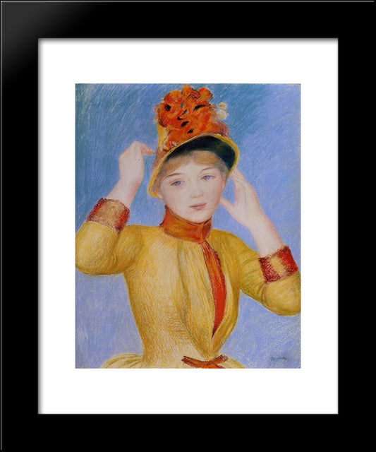 Bust Of A Woman (Yellow Dress) 20x24 Black Modern Wood Framed Art Print Poster by Renoir, Pierre Auguste