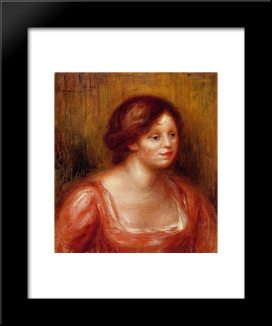 Bust Of A Woman In A Red Blouse 20x24 Black Modern Wood Framed Art Print Poster by Renoir, Pierre Auguste