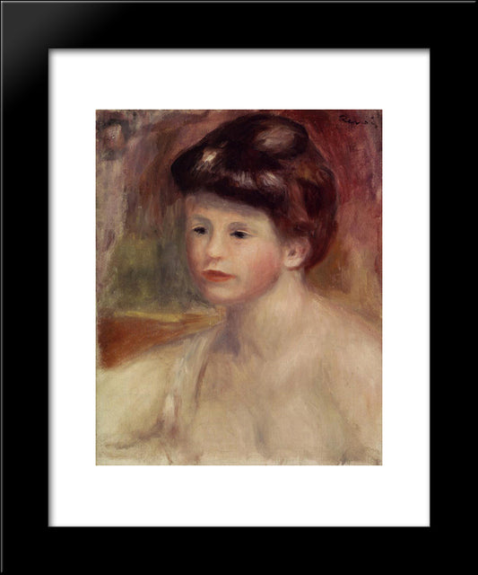 Bust Of A Young Woman 20x24 Black Modern Wood Framed Art Print Poster by Renoir, Pierre Auguste