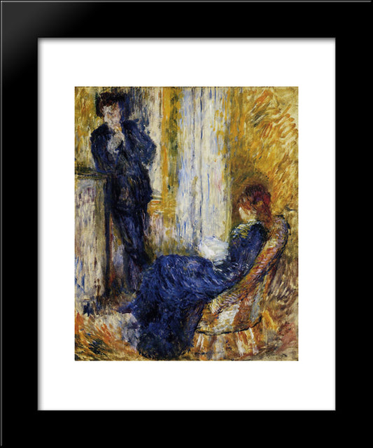 By The Fireside 20x24 Black Modern Wood Framed Art Print Poster by Renoir, Pierre Auguste