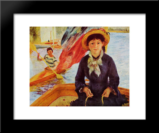 Canoeing (Young Girl In A Boat) 20x24 Black Modern Wood Framed Art Print Poster by Renoir, Pierre Auguste