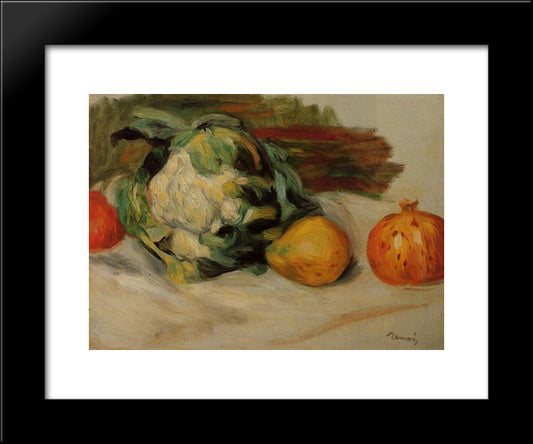 Cauliflower And Pomegranates 20x24 Black Modern Wood Framed Art Print Poster by Renoir, Pierre Auguste