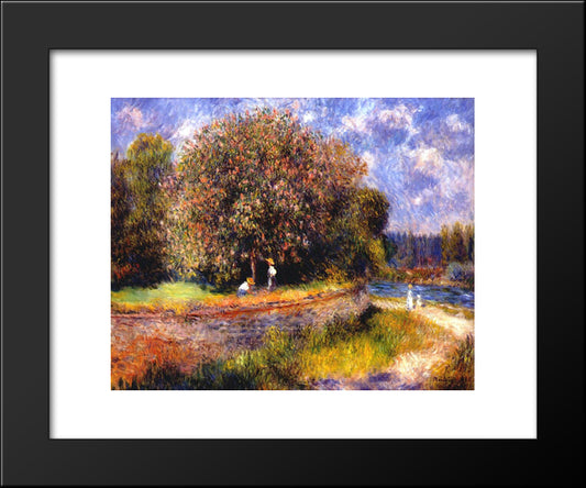 Chestnut Tree Blooming 20x24 Black Modern Wood Framed Art Print Poster by Renoir, Pierre Auguste