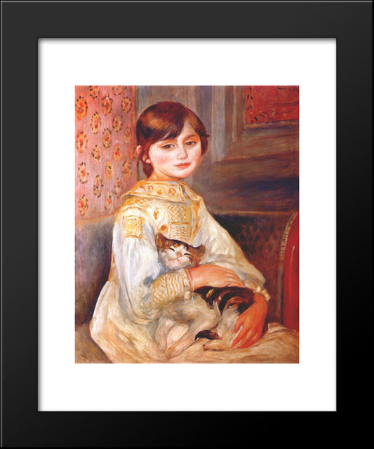 Child With Cat (Julie Manet) 20x24 Black Modern Wood Framed Art Print Poster by Renoir, Pierre Auguste