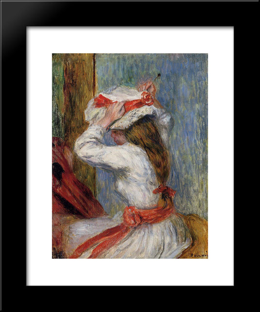 Child`S Head 20x24 Black Modern Wood Framed Art Print Poster by Renoir, Pierre Auguste