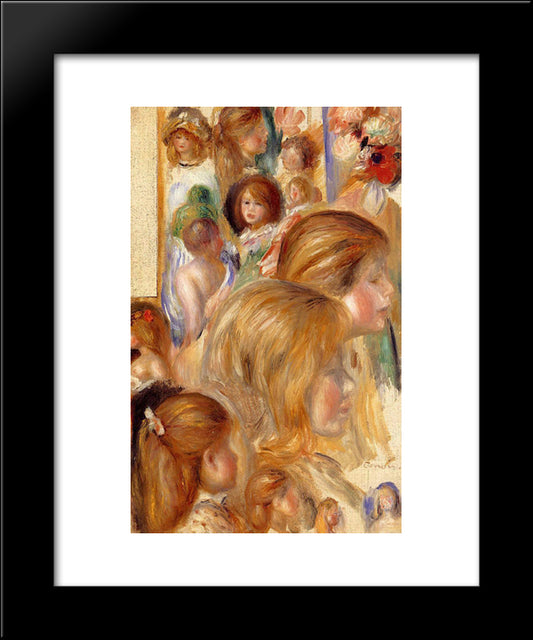 Children`S Heads 20x24 Black Modern Wood Framed Art Print Poster by Renoir, Pierre Auguste