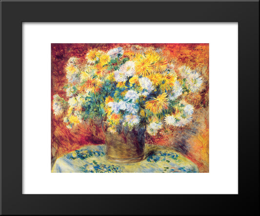 Chrysan The Mums 20x24 Black Modern Wood Framed Art Print Poster by Renoir, Pierre Auguste