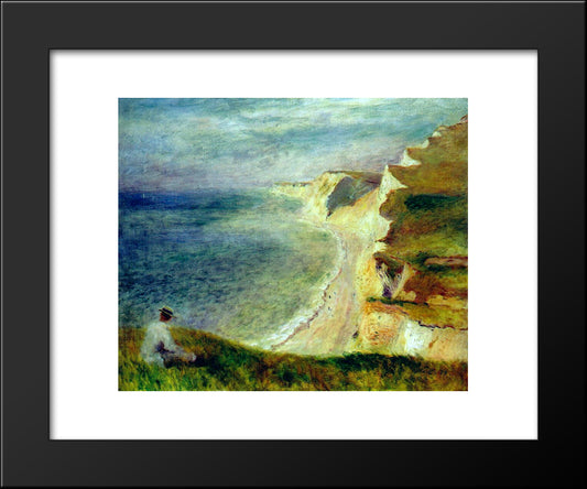Cliffs On The Coast Near Pourville 20x24 Black Modern Wood Framed Art Print Poster by Renoir, Pierre Auguste
