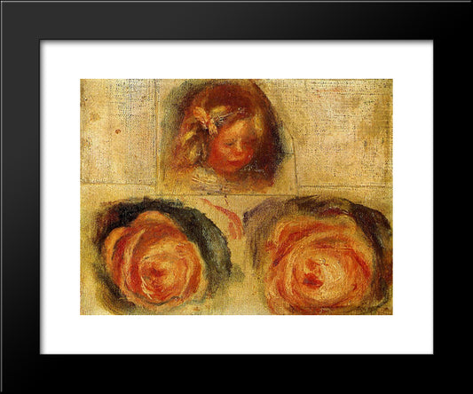 Coco And Roses (Study) 20x24 Black Modern Wood Framed Art Print Poster by Renoir, Pierre Auguste
