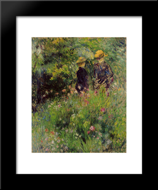 Conversation In A Rose Garden 20x24 Black Modern Wood Framed Art Print Poster by Renoir, Pierre Auguste