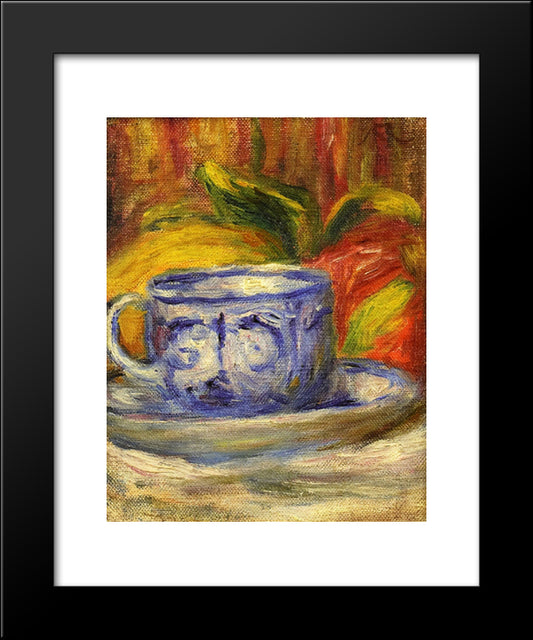 Cup And Fruit 20x24 Black Modern Wood Framed Art Print Poster by Renoir, Pierre Auguste