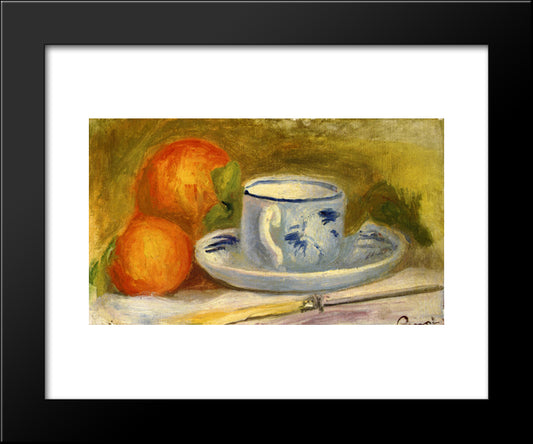 Cup And Oranges 20x24 Black Modern Wood Framed Art Print Poster by Renoir, Pierre Auguste