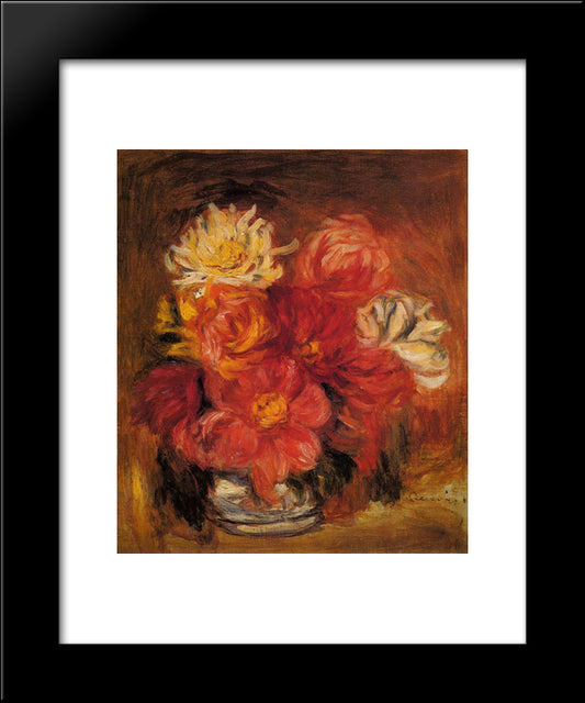 Dahlias 20x24 Black Modern Wood Framed Art Print Poster by Renoir, Pierre Auguste
