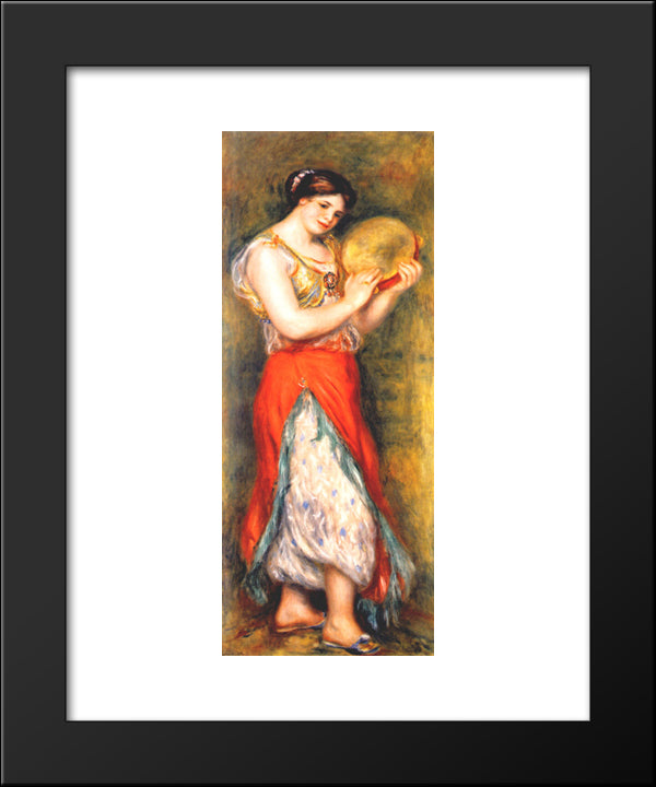 Dancer With Tambourne (Gabrielle Renard) 20x24 Black Modern Wood Framed Art Print Poster by Renoir, Pierre Auguste