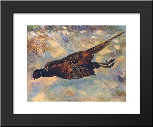 Dead Pheasant In The Snow 20x24 Black Modern Wood Framed Art Print Poster by Renoir, Pierre Auguste