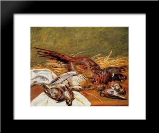 Faisans, Canapetiere Et Grives 20x24 Black Modern Wood Framed Art Print Poster by Renoir, Pierre Auguste