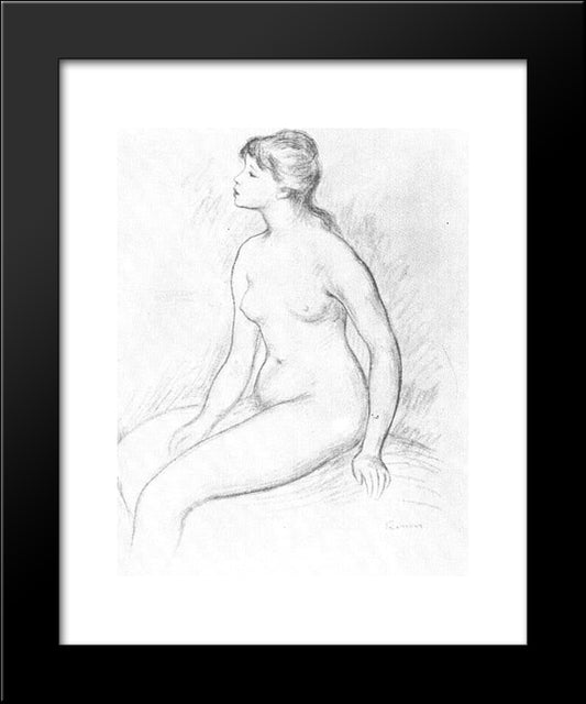 Female Nude Seated 20x24 Black Modern Wood Framed Art Print Poster by Renoir, Pierre Auguste