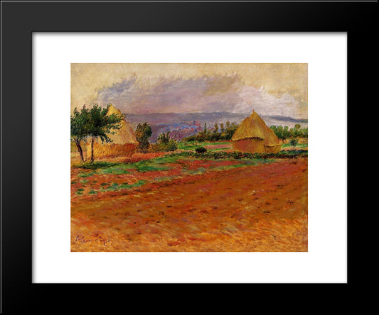 Field And Haystacks 20x24 Black Modern Wood Framed Art Print Poster by Renoir, Pierre Auguste